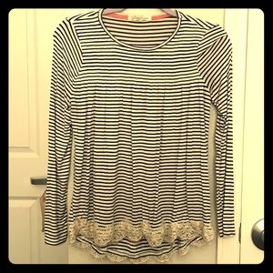 Navy and white striped blouse